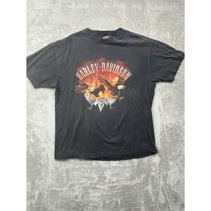 Harley-Davidson Black Tee with Flaming Eagle Graphic